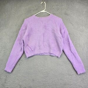 Willow and Wind Fuzzy Sweater Women's M Purple Cozy Y2K Festival Eyelash‎ Fur